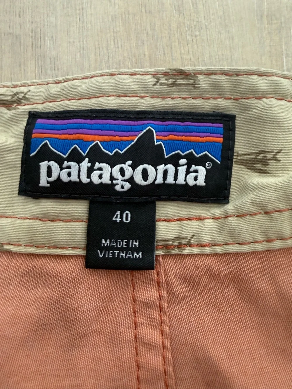 Patagonia Men's Wavefarer Board shorts Rust & Teal Striped Swim Trunks